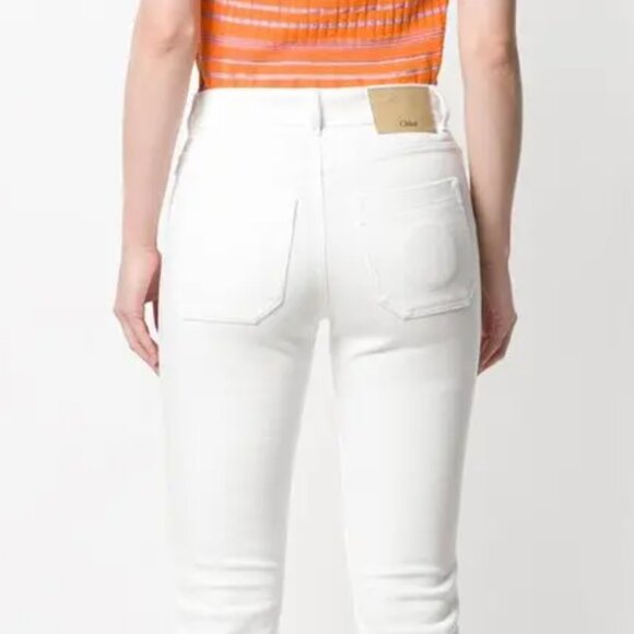 Chloe White Boho Jeans with Frayed Hem - Picture 3 of 12